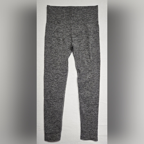 Colsie M Grey Ribbed Leggings Wide Elastic Waistband - Picture 1 of 5